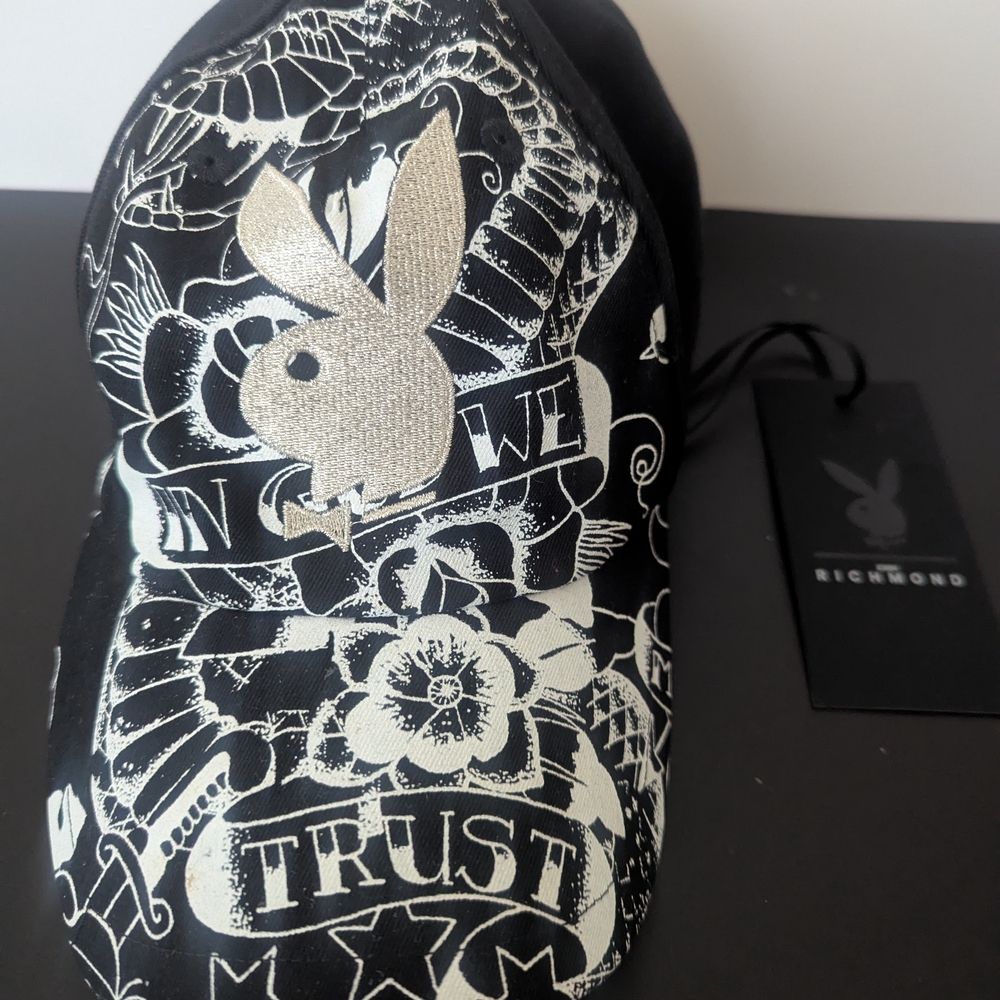 Playboy John Richmond Black Cap with White Logo